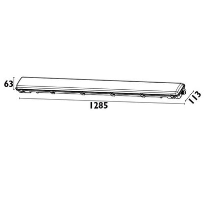 4FT Double Vapour Proof wired for LED T8 2x18w 1285mm.