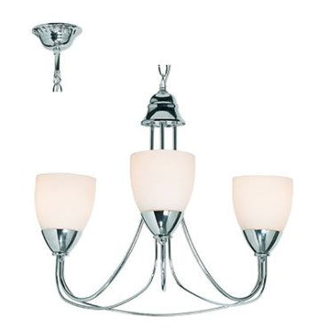 Radiant RCH33 Tulip Chandelier E14 3X40W 230V - Chrome and White-Mr Smart Lighting Company.