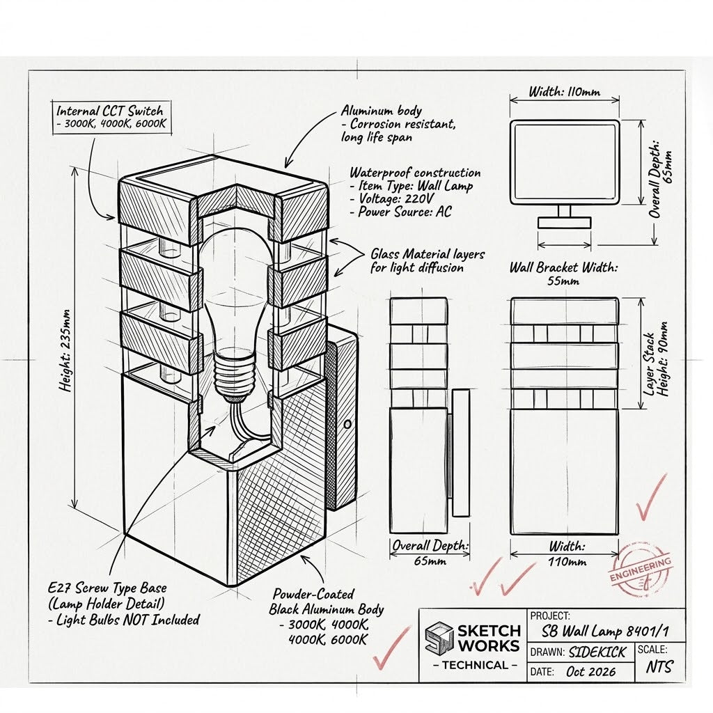 SB Wall Lamp 8401/1-(2 Years Warranty).