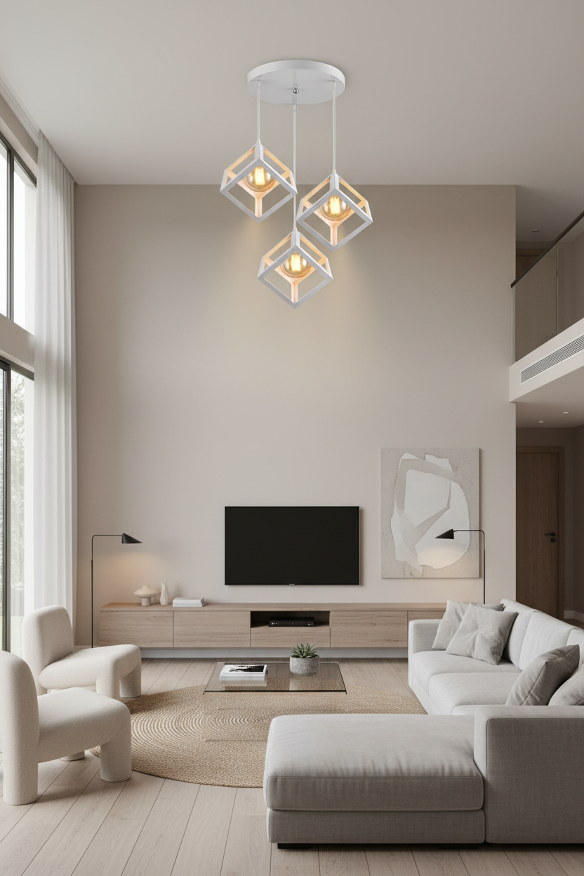 3 Metal White cubes pendant light 6014/3R