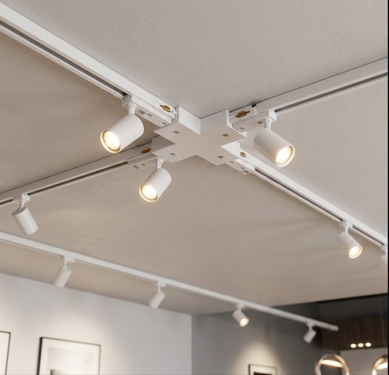 4 Way Track Line Connector - White.