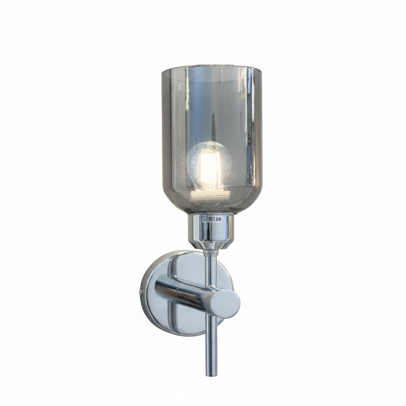 Retro Indoor Wall Light - Silver Cylinder - Glass 1301.