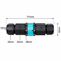 T85 Cable Connector Waterproof 2-Way Black-IP68-Dimentions-Mr Smart Lighting Company