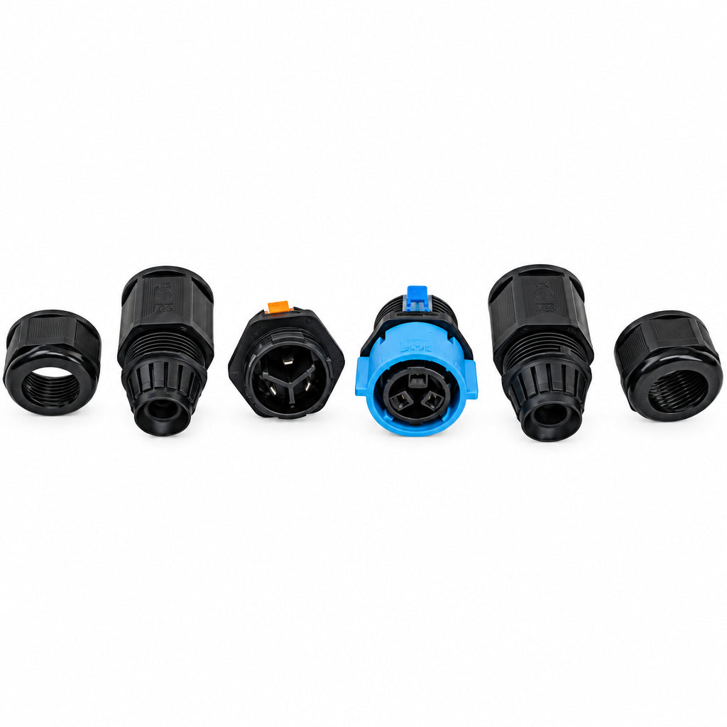 T85 Cable Connector Waterproof 2-Way Black-IP68-Front View-Mr Smart Lighting Company.