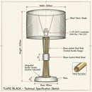 TABLE LAMP-TL692 BLACK Table Lamp-Product dimensions-Mr Smart Lighting Company