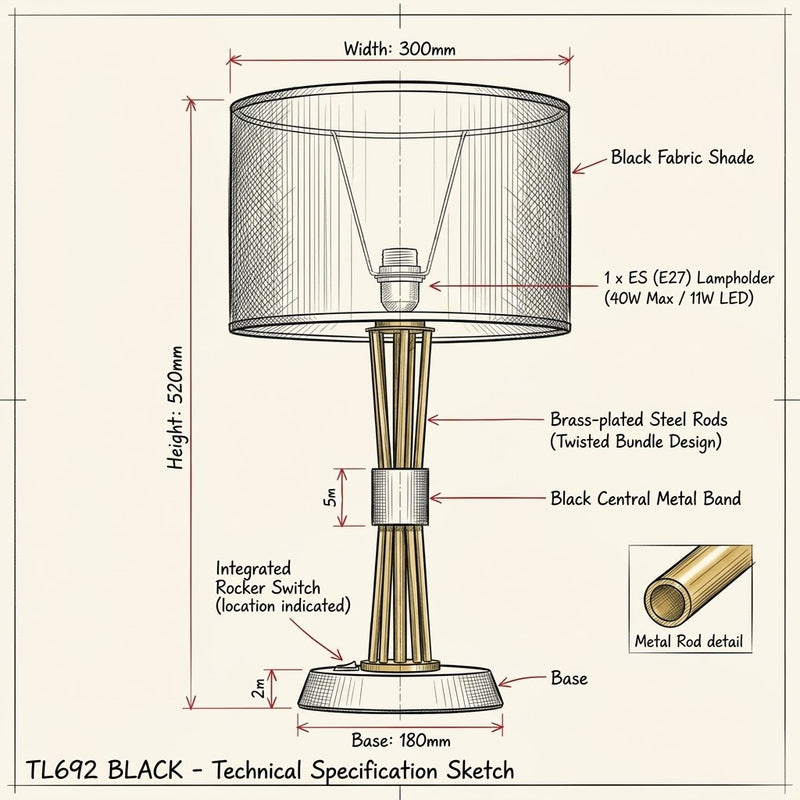 TABLE LAMP-TL692 BLACK Table Lamp.