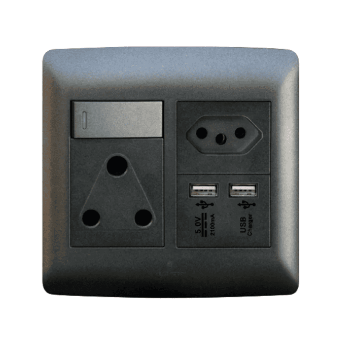 USB/EURO/SINGLE SOCKET - Black.