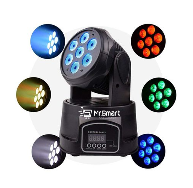 Mini-7 LED RGB Moving Head Light (Party Light). Mr.Smart