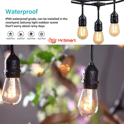 7.5M Outdoor String Lights Wire With 12 E27 Bulb Holders