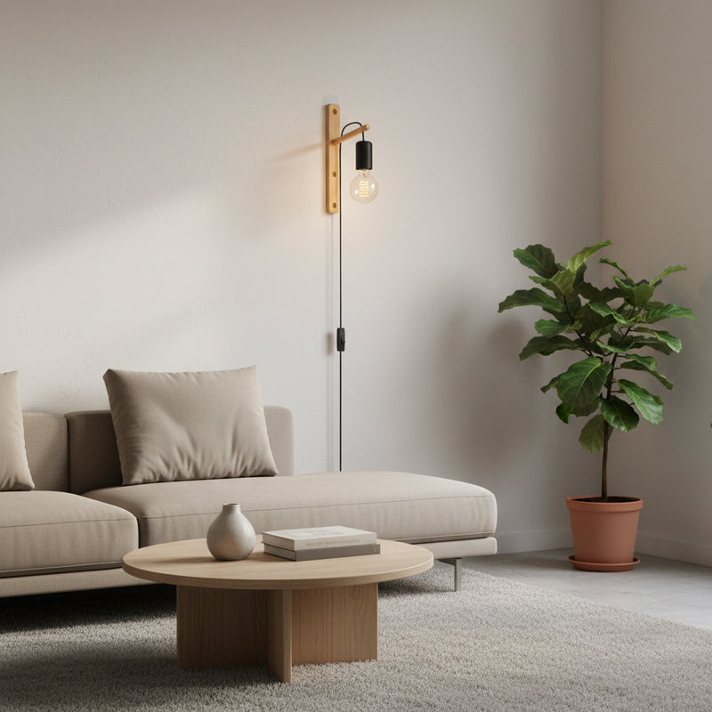 Eurolux Pockley Wall Light Black/Brown-W671