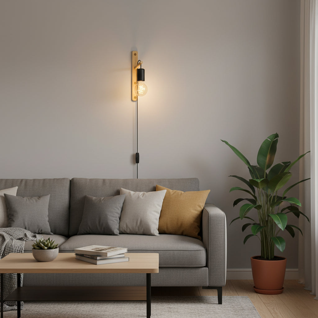 Eurolux Pockley Wall Light Black/Brown-W671