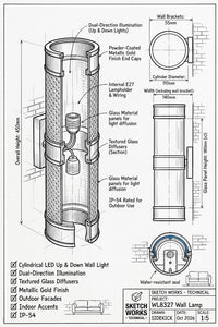 WL8327 WW Wall Lamp-IP54-3000K-(2 Years Warranty)-Product dimensions-Mr Smart Lighting Company.