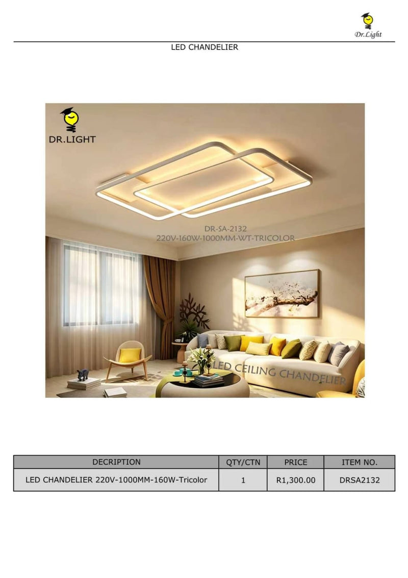 LED CHANDELIER 220V-1000MM-160W-TRICOLOR-DRSA 2132.