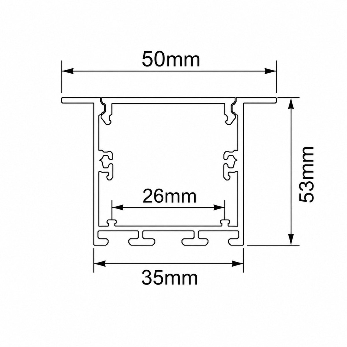 35mm x 35mm 3M Recessed Aluminum Channel for LED Strip Lights.