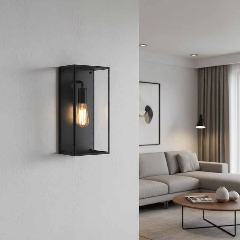 Modern Industrial Wall lamp with rectangular glass DL6140BK.