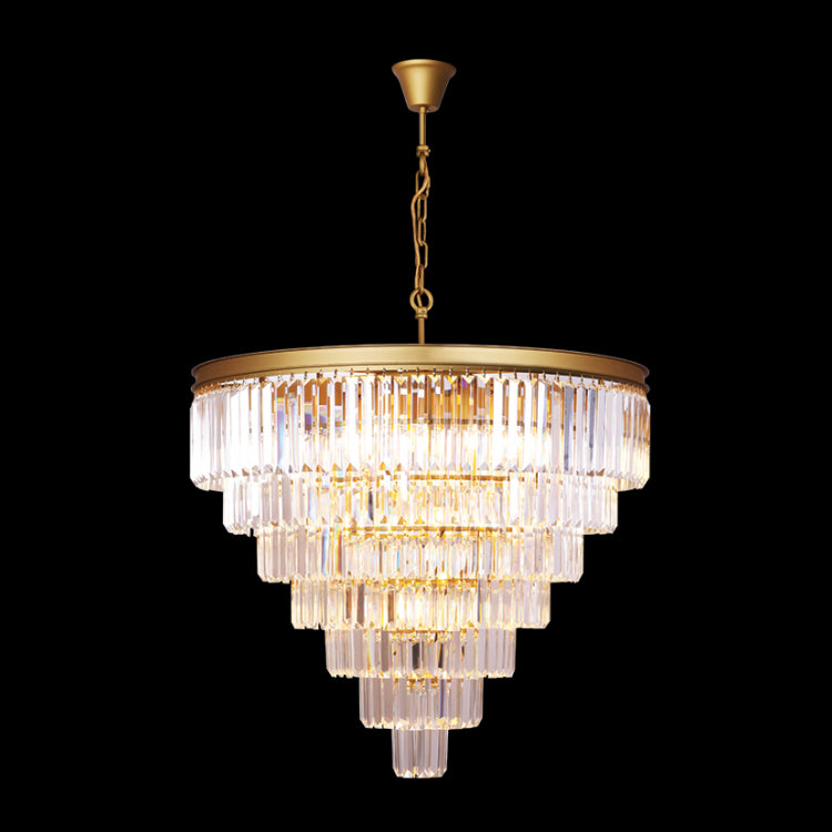 K-Light KLCH-6515/13-SG 230v 40W E14 Extra Large Crystal 7 Tier Chandelier, Satin Gold