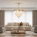K-Light KLCH-6515/13-SG 230v 40W E14 Extra Large Crystal 7 Tier Chandelier, Satin Gold