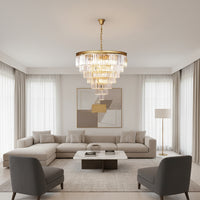 K-Light KLCH-6515/13-SG 230v 40W E14 Extra Large Crystal 7 Tier Chandelier, Satin Gold