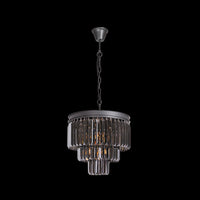 K-Light KLCH-6515/4-BL 230v 40W E14 Small Crystal 3 Tier Chandelier, Charcoal Grey