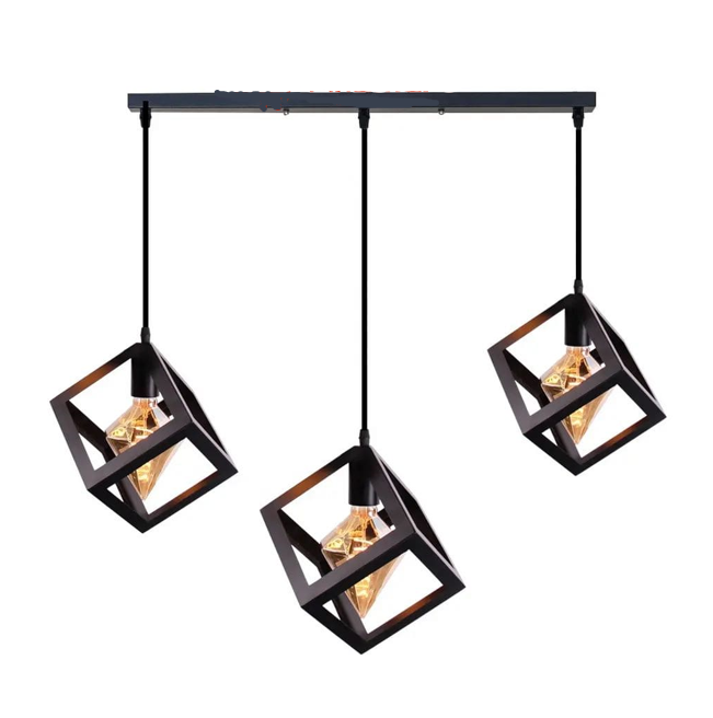 Metal matte black cubes pendant light - Row of 03. Mr.Smart SA's Best Online Shopping Store.