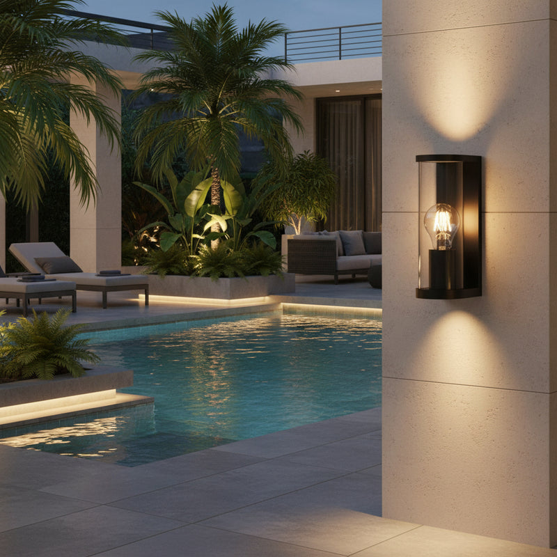 Eurolux Tube Outdoor Wall Light Black E27-O670