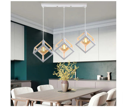 Metal matte White cubes pendant light - Row of 03. Mr.Smart SA's Best Online Shopping Store.