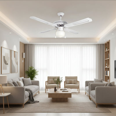Mach One Ceiling Fan with Light & Remote White Non Dimmable-RF219W.