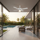 Rattan Ceiling Fan with Light White E27 1x60w