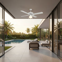 Rattan Ceiling Fan with Light White E27 1x60w