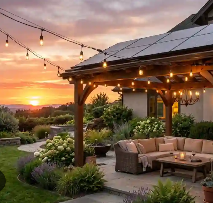 20M 20 Bulbs- Solar LED Festoon Outdoor String Lights.