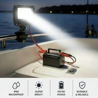 10W 12V DC LED Flood Light with battery clamp-IP66-6500K.