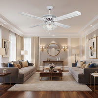 Rattan Ceiling Fan with Light White E27 4x60w - RF9W.
