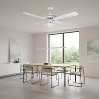 Rattan Ceiling Fan with Light White E27 4x60w - RF9W.