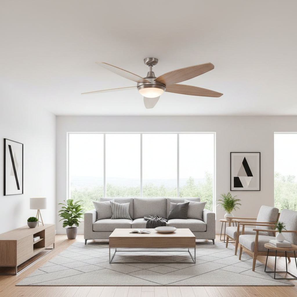 Ceiling Fan with Light Satin Chrome-RF20