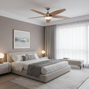 Radiant Lancer Ceiling Fan with Light Satin Chrome & Wood-RF31WD