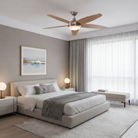 Radiant Lancer Ceiling Fan with Light Satin Chrome & Wood-RF31WD