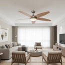 Radiant Lancer Ceiling Fan with Light Satin Chrome & Wood-RF31WD