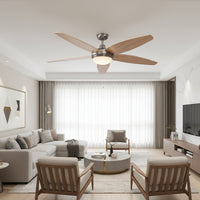 Radiant Lancer Ceiling Fan with Light Satin Chrome & Wood-RF31WD