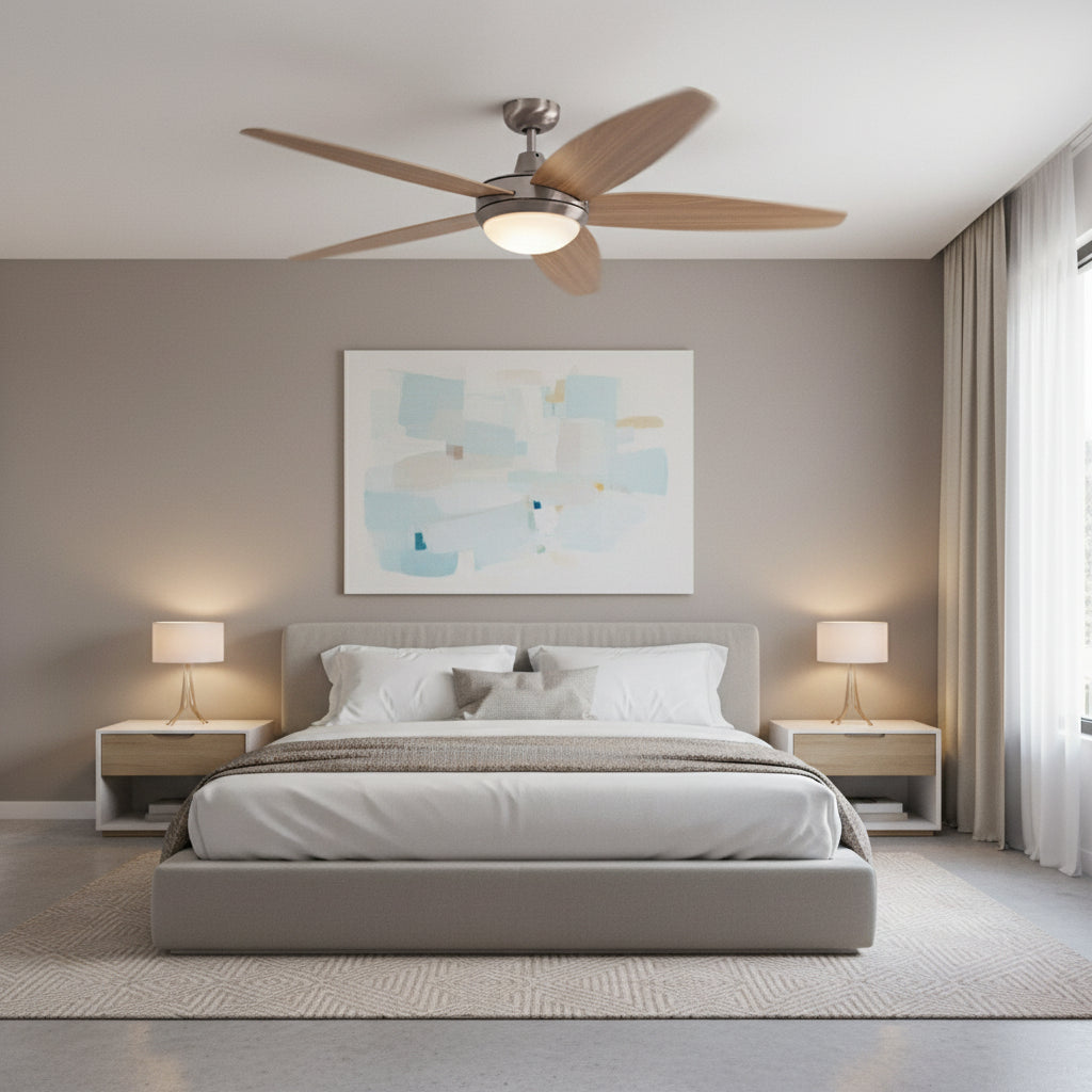 Ceiling Fan with Light Satin Chrome-RF20