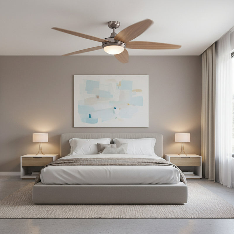 Ceiling Fan with Light Satin Chrome-RF20