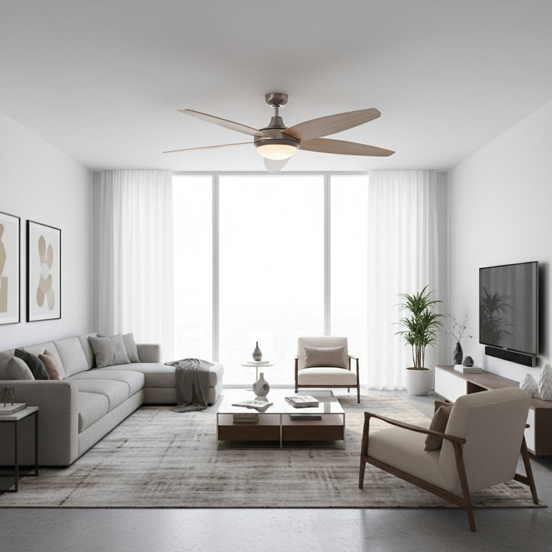 Ceiling Fan with Light Satin Chrome-RF20