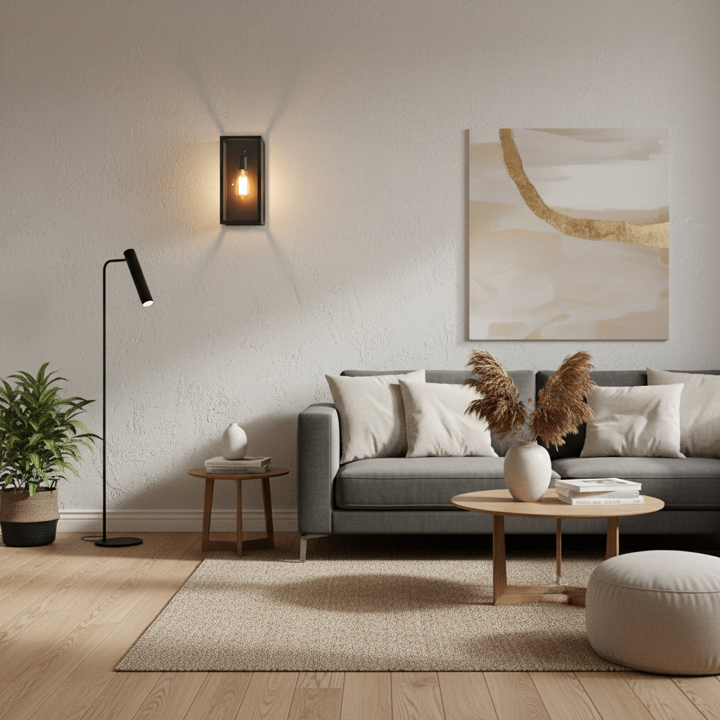 Modern Industrial Wall lamp with rectangular glass DL6140BK.