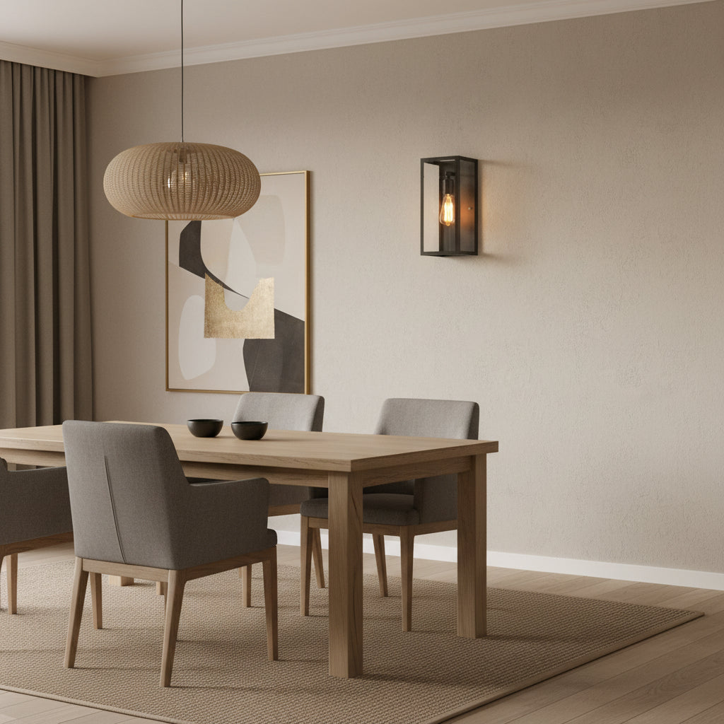 Modern Industrial Wall lamp with rectangular glass DL6140BK.