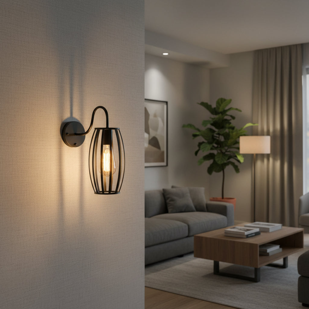 Retro Industrial Oval Cage Wall lamp DL6144 GD.