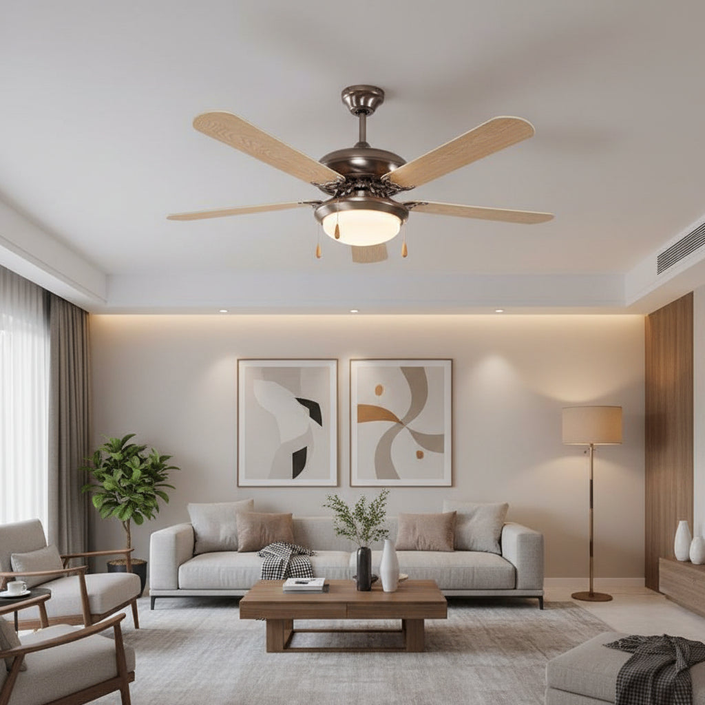 Ceiling Fan with Light Satin Chrome E27 2x60w - RF20