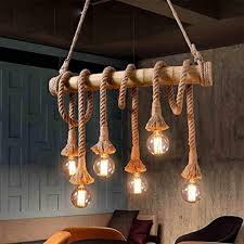 Vintage Rope Pendant Light Bamboo.