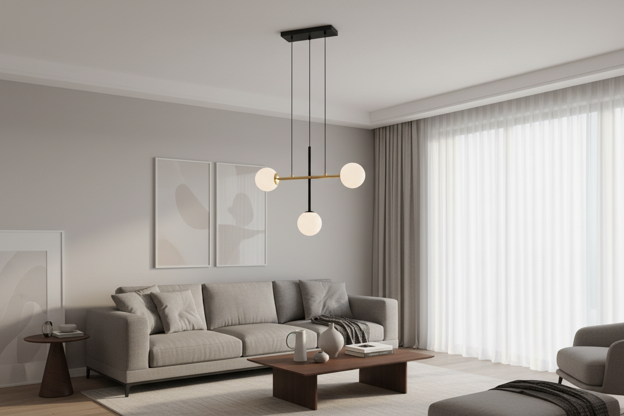 Eurolux Paz 3 LT Pendant Black/ White/Brushed Brass-P1352
