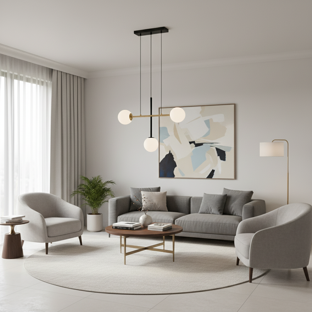 Eurolux Paz 3 LT Pendant Black/ White/Brushed Brass-P1352
