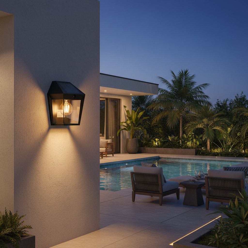 Eurolux Avony 1LT Solar Wall Light Black with PIR-O655