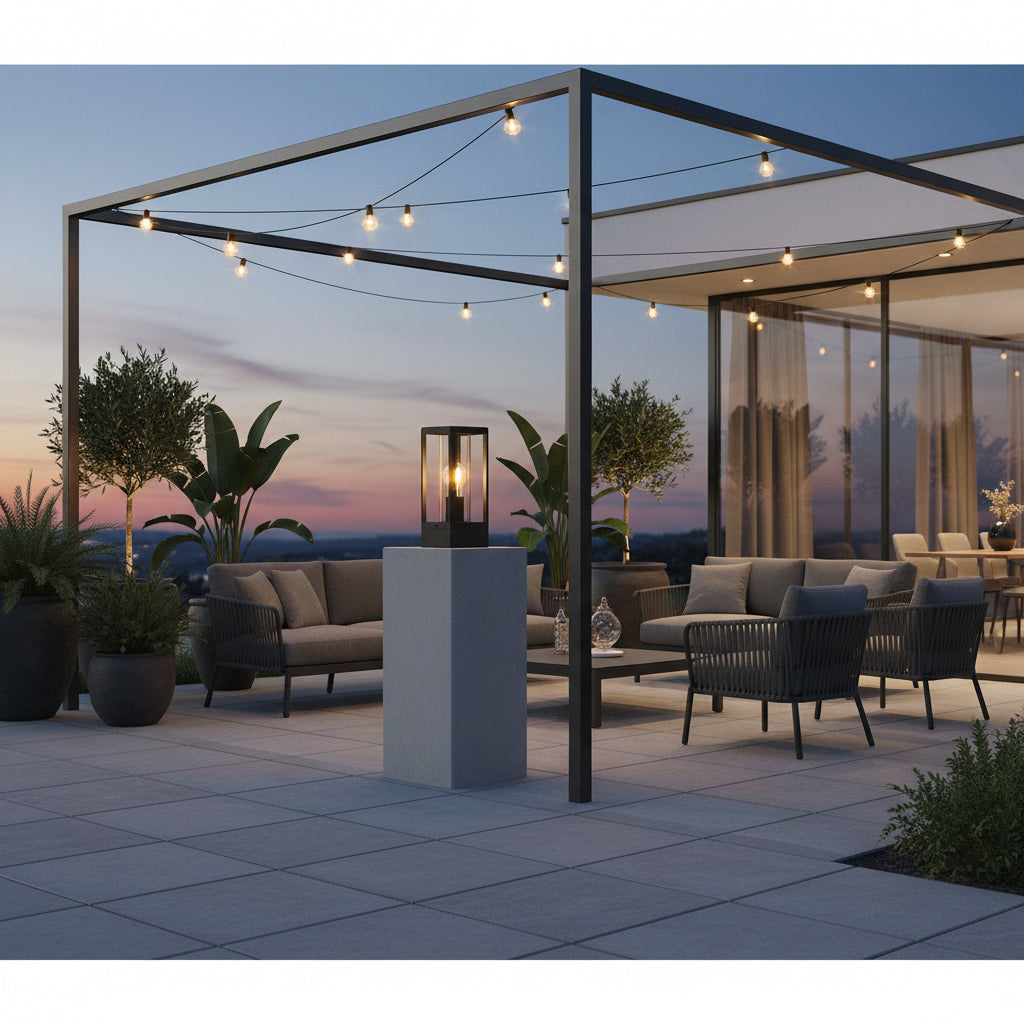 Eurolux Bhok Square Ali Outdoor Post Top with Clear Glass-O667